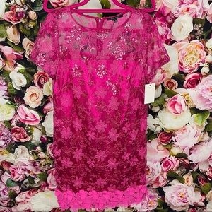 Alex Marie Floral Lace Pink Sequin Dress Size 10